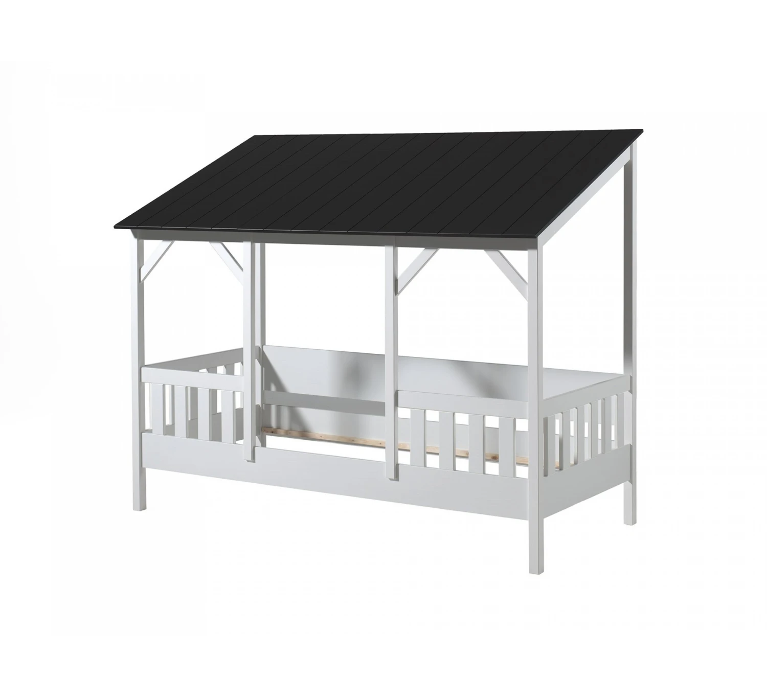 Huisbed Zwart Dak 90x200 3 Huisbed Zwart Dak 90x200